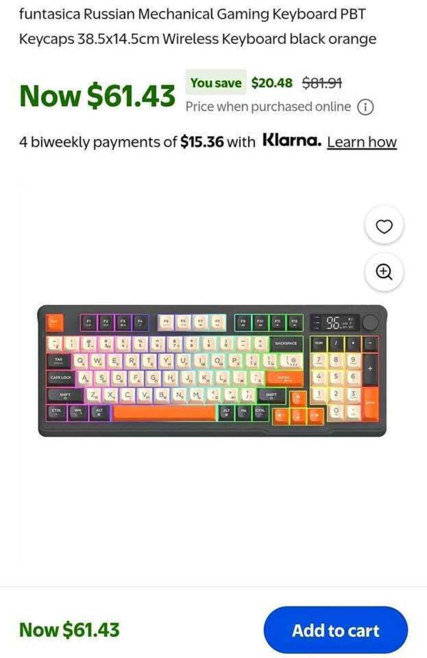 funtasica Russian Mechanical Gaming Keyboard PBT Keycaps 38.5x14.5cm Wireless Ke
